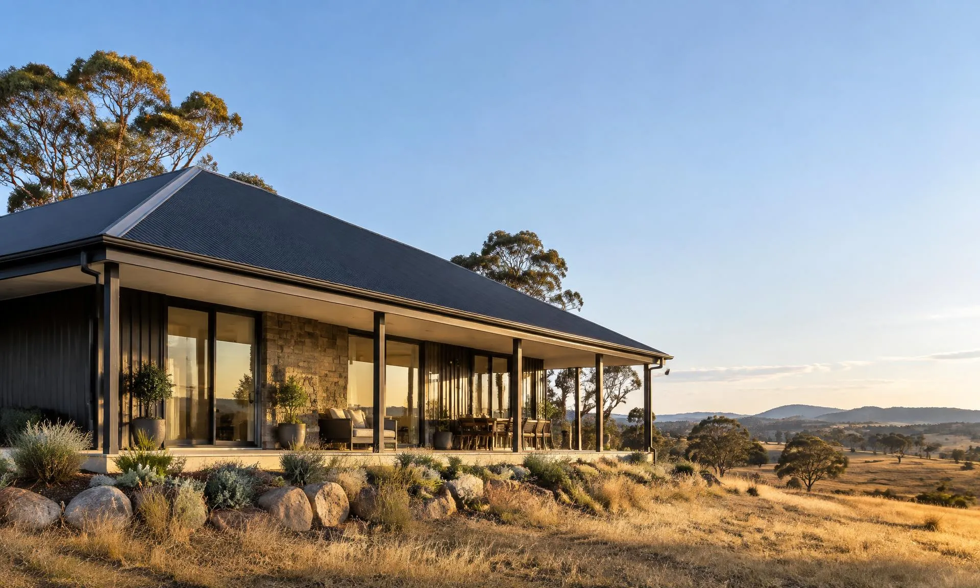 Charcoal metal roof on a regional NSW home near Dubbo